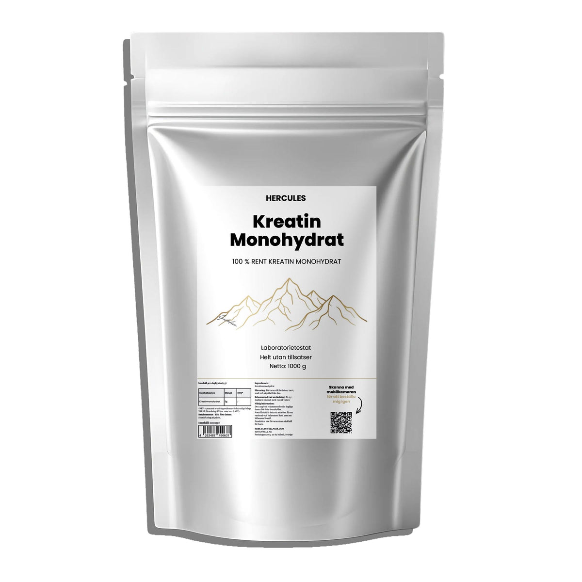 Kreatinmonohydrat 1000 g – Styrke, muskelvekst og fokus