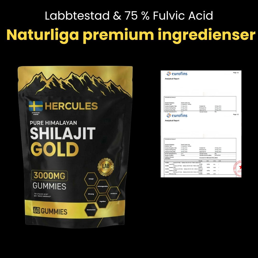 HERCULES 6-i-1 naturlige Shilajit-vingummier