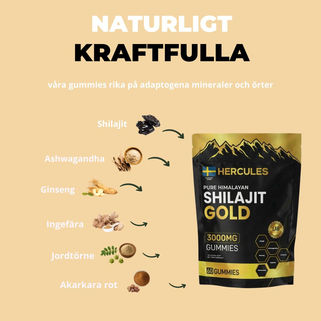 HERCULES 6-i-1 naturlige Shilajit-vingummier