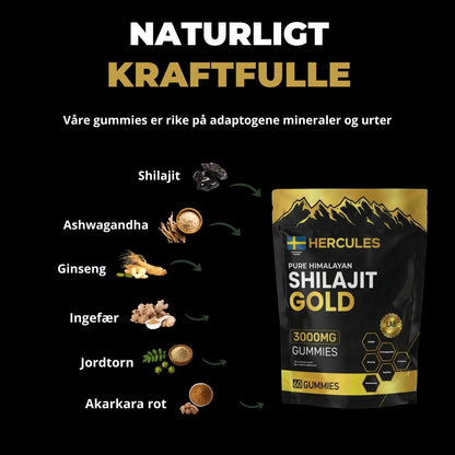 HERCULES 6-i-1 naturlige Shilajit-vingummier